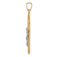 Load image into Gallery viewer, 14k Two-tone Polished INRI Crucifix Pendant
