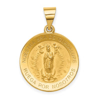 Load image into Gallery viewer, 14K Polished/Satin Spanish Our Lady Guadalupe Hollow Medal
