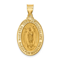 Load image into Gallery viewer, 14K Polish/Satin Hollow Spanish Lady Of Guadalupe Medal Pendant
