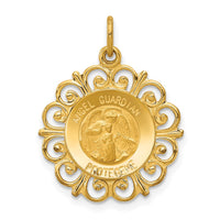 Load image into Gallery viewer, 14k Polished/Satin Spanish Guardian Angel Medal Hollow Pendant
