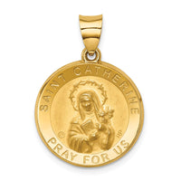 Load image into Gallery viewer, 14K Polished/Satin St. Catherine Hollow Medal Pendant
