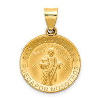Load image into Gallery viewer, 14K Polished / Satin Hollow Spanish St. Jude Thaddeus Medal
