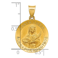 Load image into Gallery viewer, 14K Polished / Satin Hollow Spanish St. Lucy Medal Pendant
