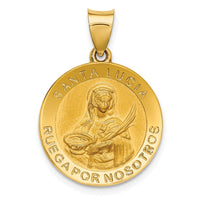 Load image into Gallery viewer, 14K Polished / Satin Hollow Spanish St. Lucy Medal Pendant
