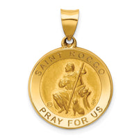 Load image into Gallery viewer, 14K Polished / Satin St. Rocco Hollow Medal Pendant
