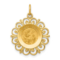 Load image into Gallery viewer, 14k Polished/Satin Spanish 1st Communion Medal Hollow Pendant
