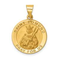 Load image into Gallery viewer, 14k Hollow Polished/Satin Round St. Edmund Medal
