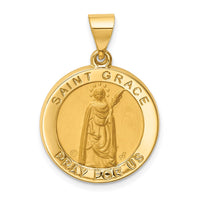 Load image into Gallery viewer, 14k Hollow Polished/Satin Round St. Grace Medal
