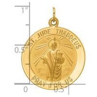 Load image into Gallery viewer, 14k Solid Polished/Satin Medium Round St. Jude Thaddeus Medal
