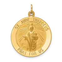 Load image into Gallery viewer, 14k Solid Polished/Satin Medium Round St. Jude Thaddeus Medal
