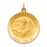 Load image into Gallery viewer, 14k Solid Polished/Satin Medium Round St. Michael Medal
