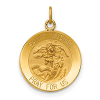 Load image into Gallery viewer, 14k Solid Polished/Satin Small Round St. Michael Medal
