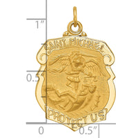 Load image into Gallery viewer, 14k Solid Polished/Satin Large St. Michael Badge Medal
