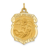 Load image into Gallery viewer, 14k Solid Polished/Satin Large St. Michael Badge Medal
