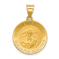 Load image into Gallery viewer, 14k Hollow Polished/Satin Round Spanish San Miguel Medal
