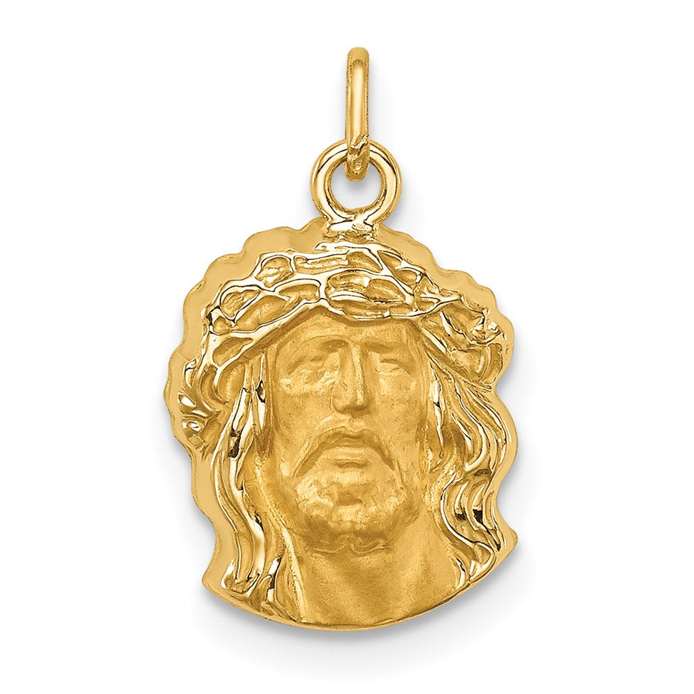 14k Hollow Polished/Satin Small Jesus Medal