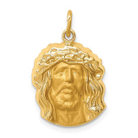 Load image into Gallery viewer, 14k Hollow Polished/Satin Medium Jesus Medal
