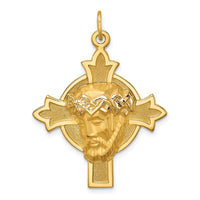 Load image into Gallery viewer, 14k Hollow Polished/Satin Medium Jesus Medal Cross
