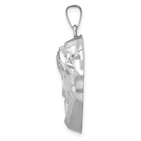 Load image into Gallery viewer, 14k White Gold Hollow Polished/Satin Medium Jesus Medal

