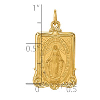 Load image into Gallery viewer, 14k Solid Polished/Satin Large Rectangle Framed Miraculous Medal
