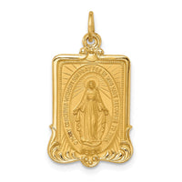 Load image into Gallery viewer, 14k Solid Polished/Satin Large Rectangle Framed Miraculous Medal

