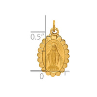 Load image into Gallery viewer, 14k Solid Polished/Satin Small Oval Scalloped Miraculous Medal
