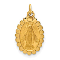 Load image into Gallery viewer, 14k Solid Polished/Satin Small Oval Scalloped Miraculous Medal
