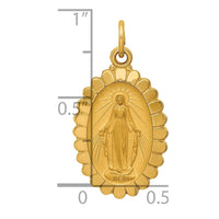 Load image into Gallery viewer, 14k Solid Polished/Satin Medium Oval Scalloped Miraculous Medal
