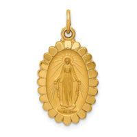 Load image into Gallery viewer, 14k Solid Polished/Satin Medium Oval Scalloped Miraculous Medal
