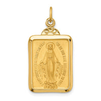 Load image into Gallery viewer, 14k Solid Polished/Satin Rectangle w/Fan Top Miraculous Medal
