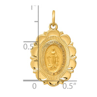 Load image into Gallery viewer, 14k Solid Polished/Satin Small Fancy Oval Miraculous Medal
