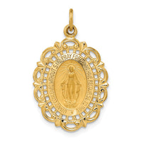 Load image into Gallery viewer, 14K Solid Polished/Satin Fancy Pierced Oval Miraculous Medal
