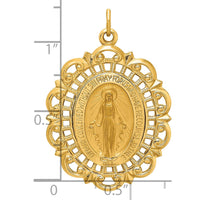 Load image into Gallery viewer, 14k Solid Polished/Satin Fancy Pierced Oval Miraculous Medal
