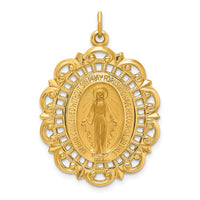 Load image into Gallery viewer, 14k Solid Polished/Satin Fancy Pierced Oval Miraculous Medal

