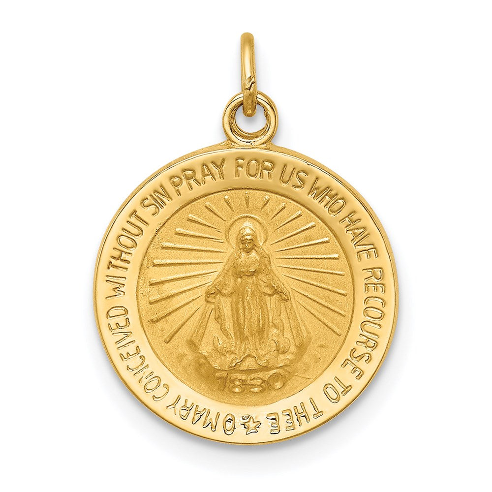 14k Solid Polished/Satin Round Miraculous Medal