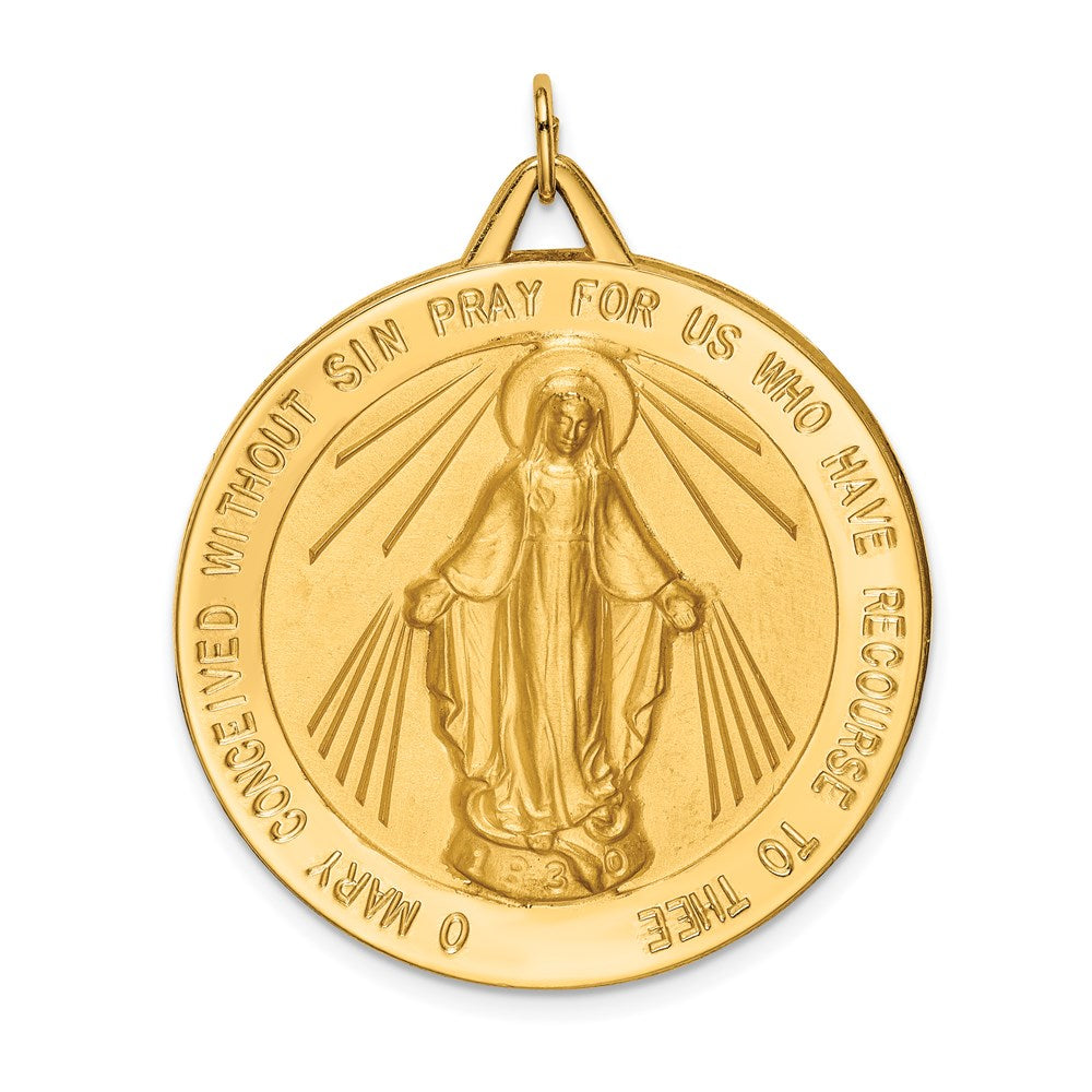 14k Solid Polished/Satin Large Round Miraculous Medal