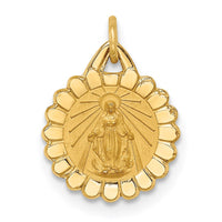 Load image into Gallery viewer, 14k Solid Polished/Satin Tiny Round Scalloped Miraculous Medal
