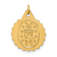 Load image into Gallery viewer, 14k Solid Polished/Satin Small Round Scalloped Miraculous Medal

