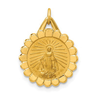 Load image into Gallery viewer, 14k Solid Polished/Satin Small Round Scalloped Miraculous Medal
