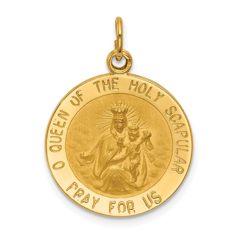 14K Solid Small Queen Of Holy Scapular Reversible Medal