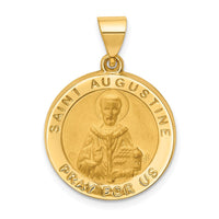 Load image into Gallery viewer, 14k Hollow Polished/Satin Round St. Augustine Medal
