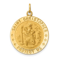 Load image into Gallery viewer, 14k Solid Polished/Satin Medium Round St. Christopher Medal
