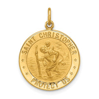 Load image into Gallery viewer, 14k Solid Polished/Satin Small Round St. Christopher Medal
