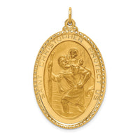 Load image into Gallery viewer, 14K Solid Polished/Satin Beaded Edge St. Christopher Medal
