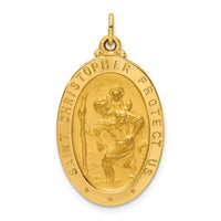 Load image into Gallery viewer, 14k Solid Polished/Satin Medium Oval St. Christopher Medal
