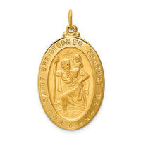 Load image into Gallery viewer, 14k Solid Polished/Satin Large Oval St. Christopher Medal
