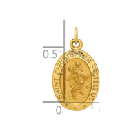 Load image into Gallery viewer, 14k Solid Polished/Satin Extra Small Oval St. Christopher Medal
