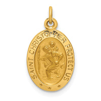 Load image into Gallery viewer, 14k Solid Polished/Satin Extra Small Oval St. Christopher Medal
