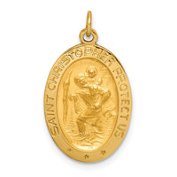 Load image into Gallery viewer, 14k Solid Polished/Satin Small Oval St. Christopher Medal
