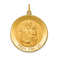 Load image into Gallery viewer, 14k Solid Polished/Satin Large Round St. Joseph Medal

